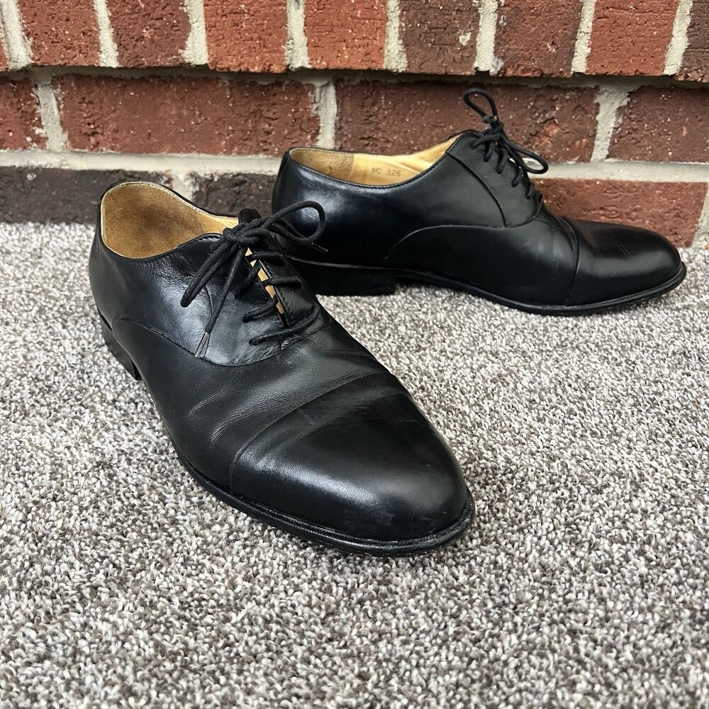 Mario Calugi Black Made In Italy Captoe Leather Dress Shoes Wide